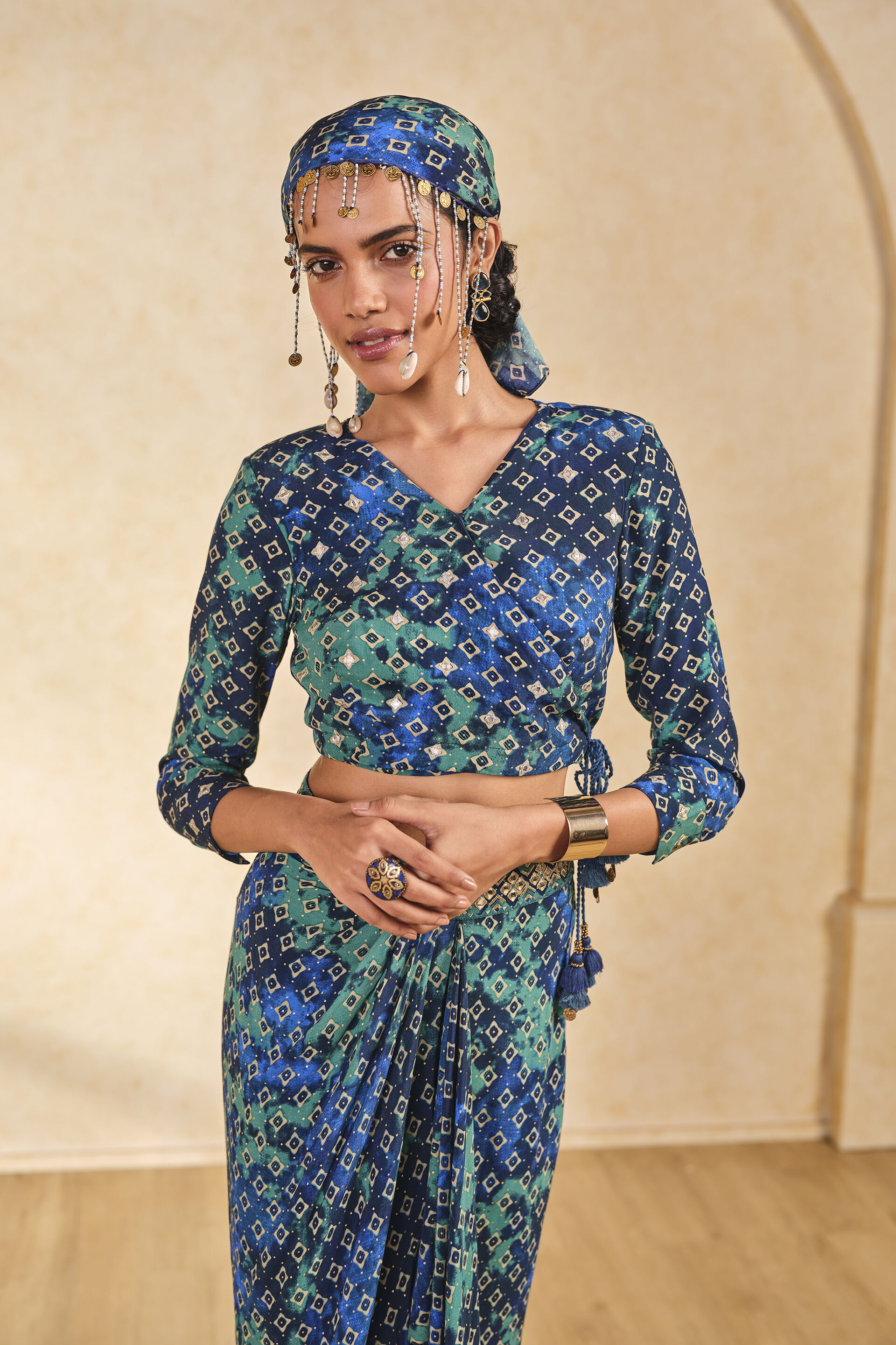 Blue Reef Top and Pleated Skirt Set, Blue, image 12